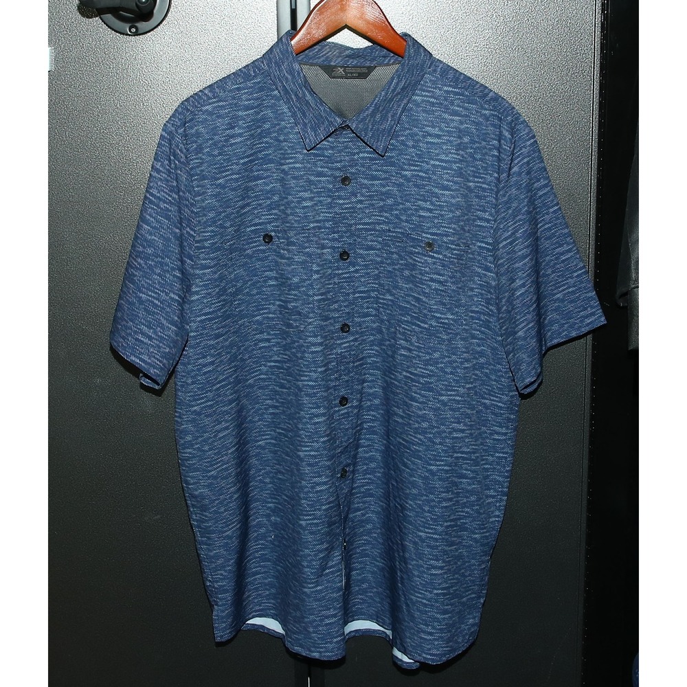 ZeroXposur Blue Short Sleeve Button Up Shirt XL, Vent Back
